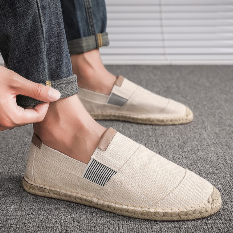 Men's slip-on espadrille shoes, perfect for summer comfort. Ideal casual beach & holiday footwear.