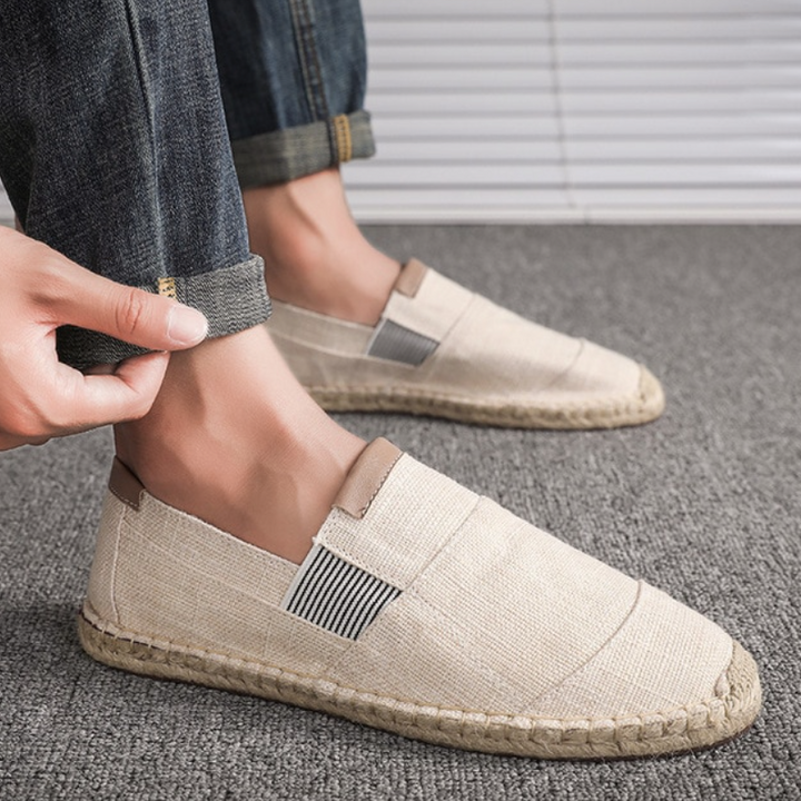 Men's slip-on espadrille shoes, perfect for summer comfort. Ideal casual beach & holiday footwear.