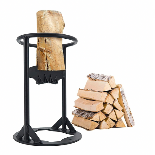 Heavy-duty steel manual log splitter, perfect for safely splitting firewood for your fireplace, outdoor pit, or camping.