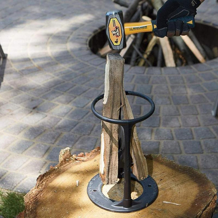 Compact & safe manual firewood splitter, a durable steel tool for quick log splitting at home, fireplace, or campsite.