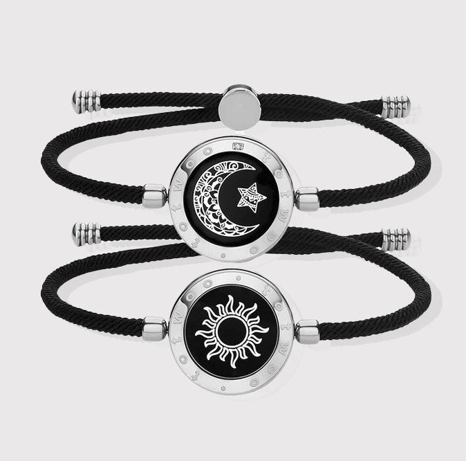 Elegant adjustable couples bracelets in silver & rose gold, a perfect gift for couples. Versatile relationship connection jewelry.