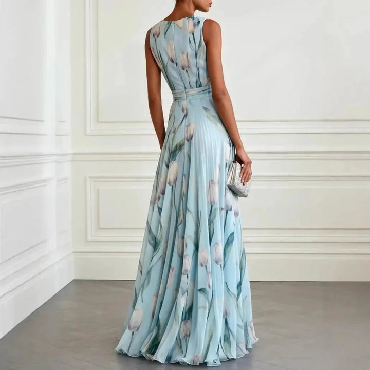 Beautiful women's floral tulip print wrap maxi dress. Comfortable and elegant for any special occasion or party.