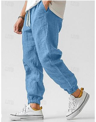 Khaki men's high-waist cargo pants, blending comfort & versatile casual style for everyday fashion.