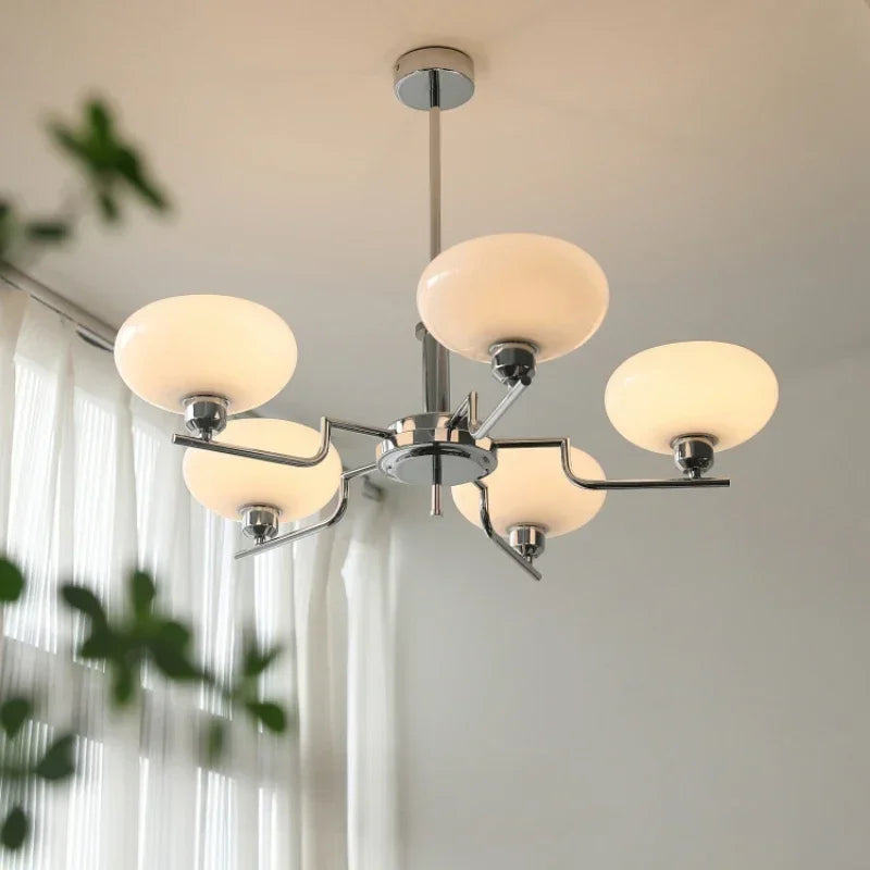 Elegant Bauhaus medieval chandelier with multiple light fixtures, perfect for home decor.