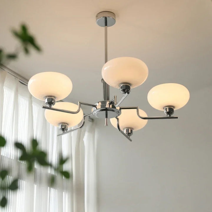 Elegant Bauhaus medieval chandelier with multiple light fixtures, perfect for home decor.