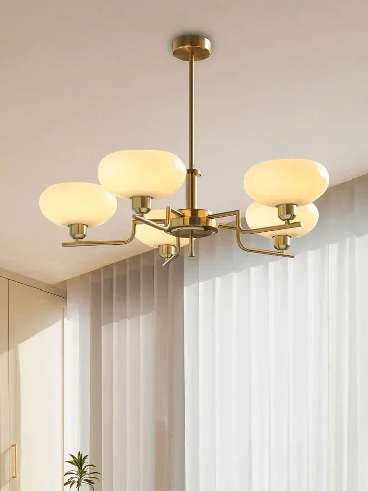 Elegant Bauhaus medieval chandelier with multiple light fixtures, perfect for home decor.