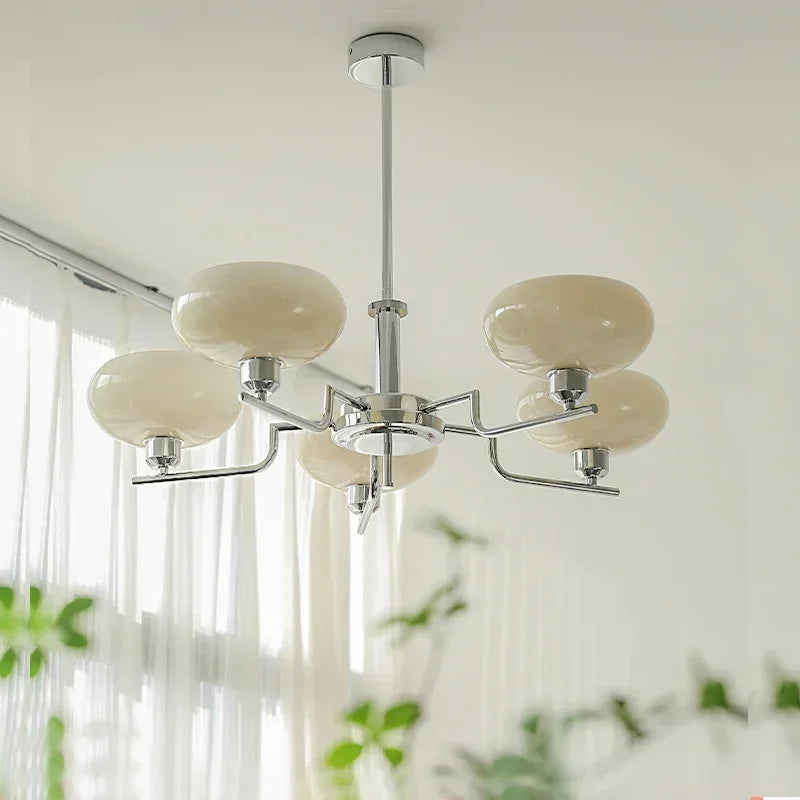 Elegant Bauhaus medieval chandelier with multiple light fixtures, perfect for home decor.