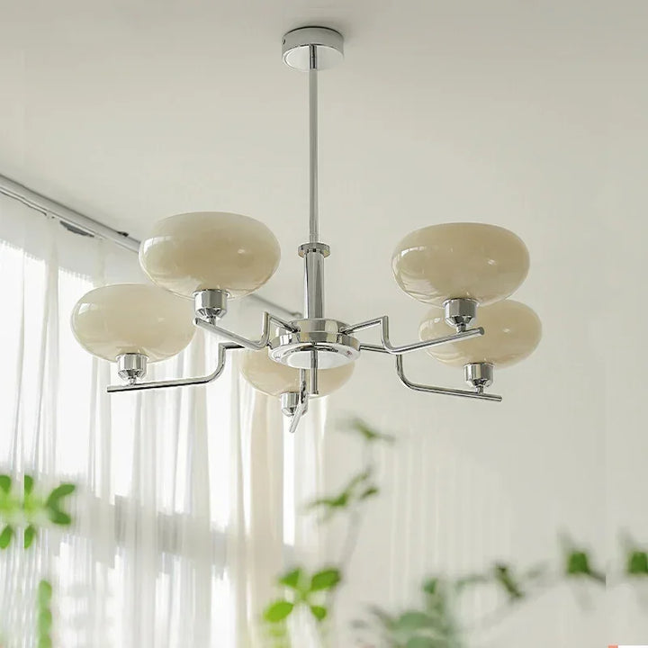 Elegant Bauhaus medieval chandelier with multiple light fixtures, perfect for home decor.