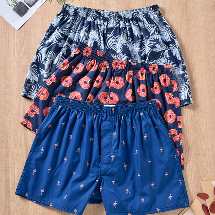 Modern plant print men's cotton boxer shorts. Soft fabric for ultimate daily comfort.