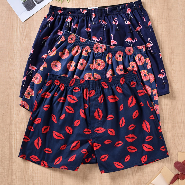 Men's stylish plant print boxer shorts. Cotton multi-pack for modern daily wear.
