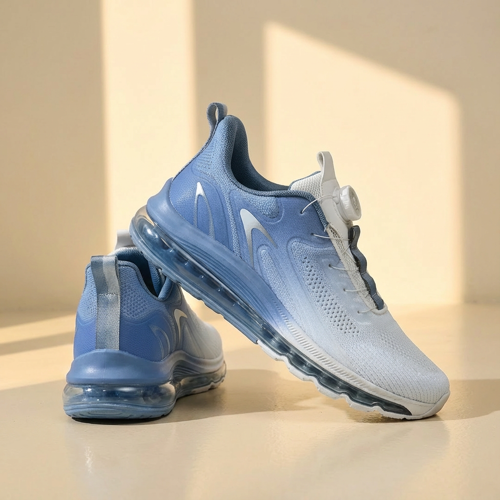 Stylish lace-up design on men's activewear trainers, ideal for sports, walking, and casual wear.