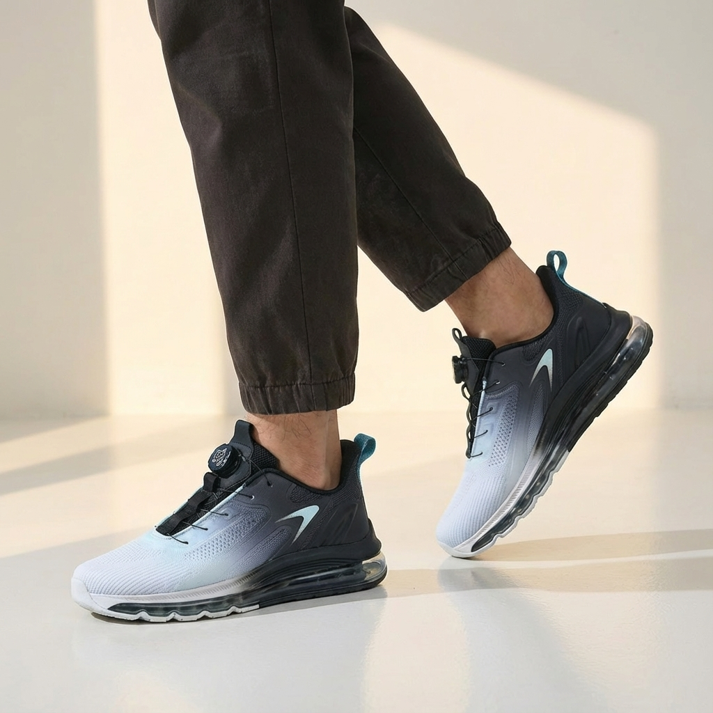 High-performance men's athletic trainers, lace-up with advanced air cushion technology for support.