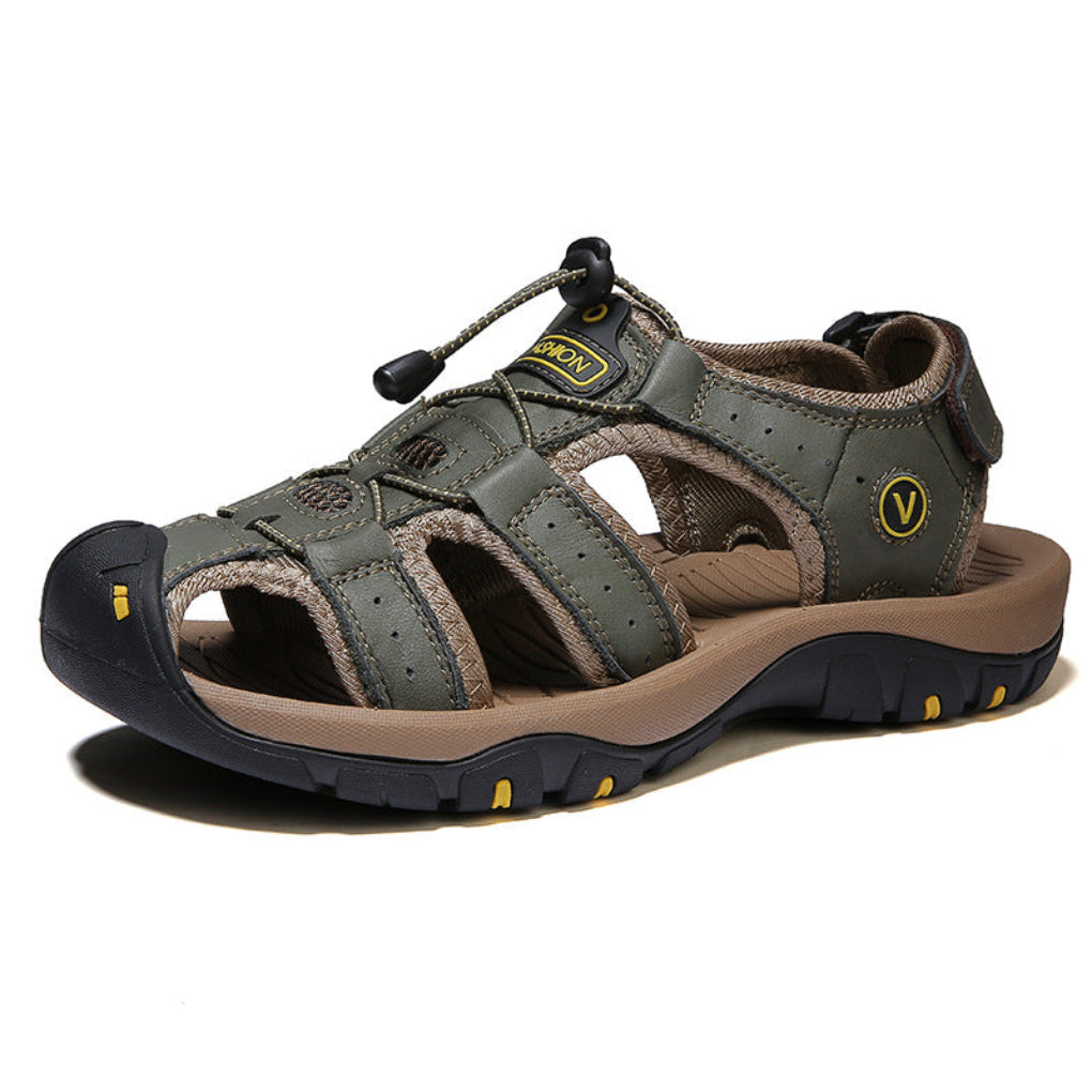 Bling-detailed men's sandals, mixed colors, adjustable straps, balance-focused orthopedic support.