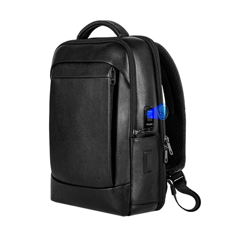 Men's anti-theft business laptop backpack with secure fingerprint lock, ideal for professional travel & daily commute.