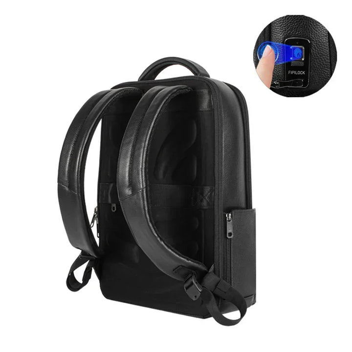 Versatile men's large-capacity business travel backpack with anti-theft design & fingerprint lock for secure daily commute.