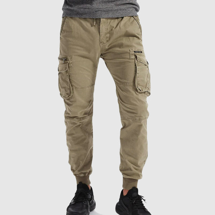Men's black cargo jogger pants for comfortable everyday wear. Stylish casual bottoms with practical pockets.