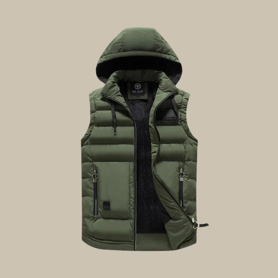 Insulated men's padded vest for ultimate warmth & comfort. Durable outerwear for cold weather.
