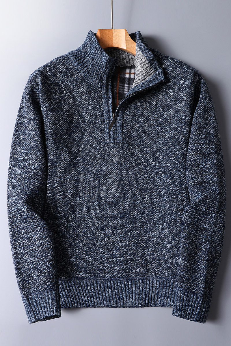 Ribbed quarter zip sweater for men. A cozy fall fashion and winter style essential for everyday or office.