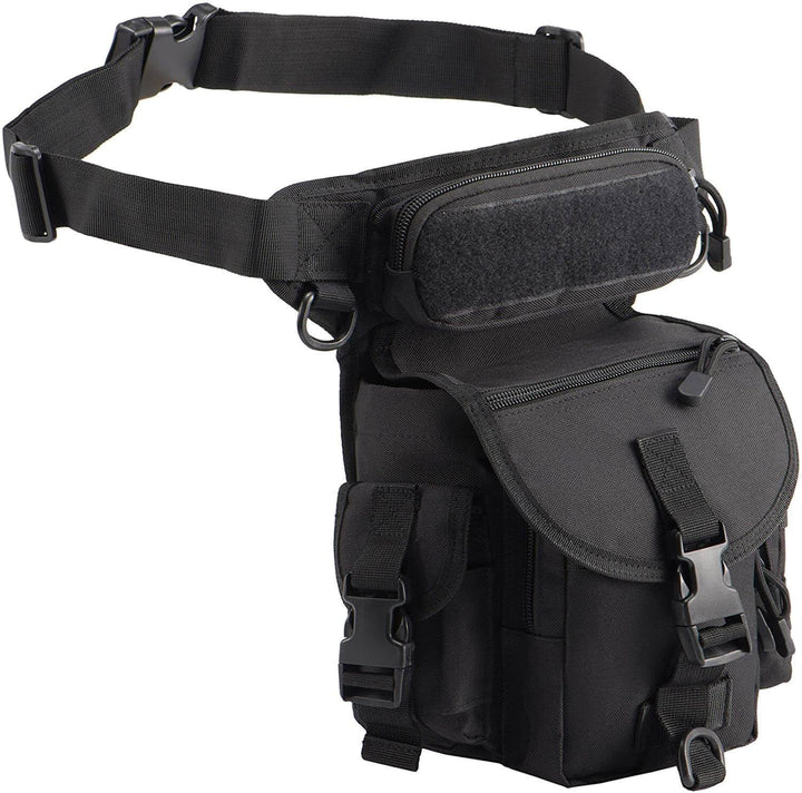 Stylish men's tactical drop leg bag, water-resistant with multiple pockets for travel essentials.