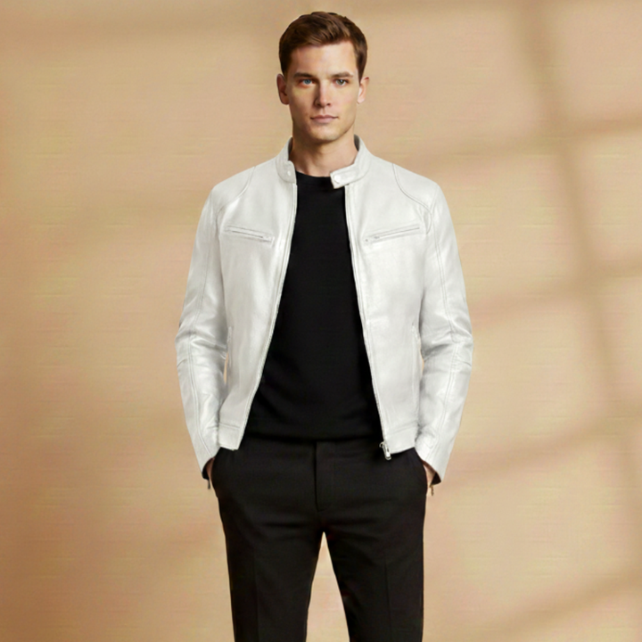 Trendsetting men's casual zip jacket, adjustable cuffs, essential for everyday style.