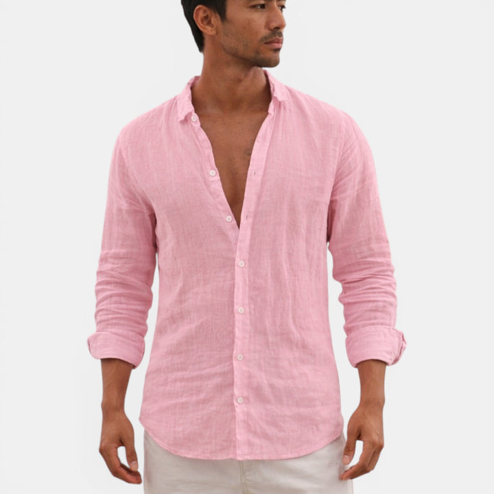 Men's breathable relaxed fit button up shirt, perfect for casual summer outings and versatile fashion.