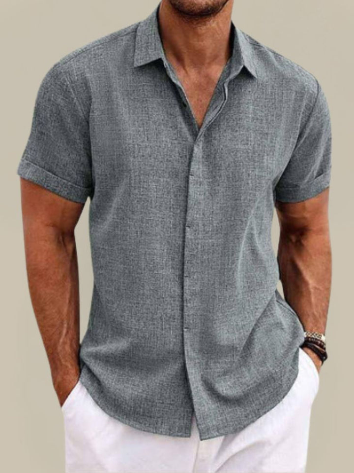 Stylish men's short sleeve button-up shirt. Breathable & lightweight for ultimate comfort in summer.