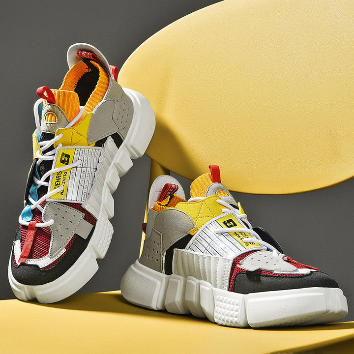 New men's breathable mesh running shoes, showcasing lightweight design & all-day comfort.