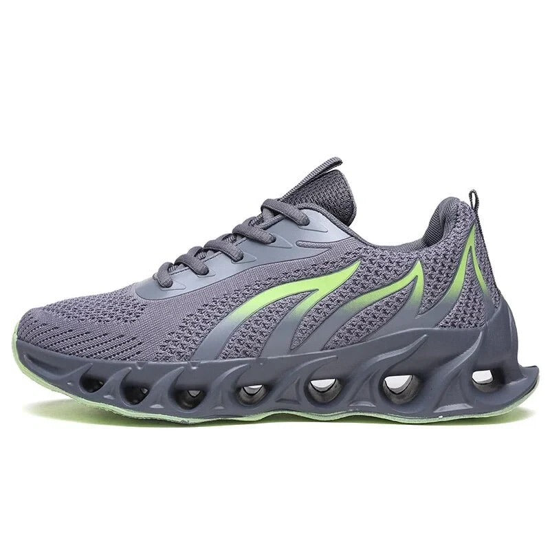 Side view: men's breathable athletic running shoes. Mesh upper & cushioned sole for ultimate comfort & support.