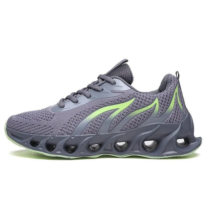 Side view: men's breathable athletic running shoes. Mesh upper & cushioned sole for ultimate comfort & support.