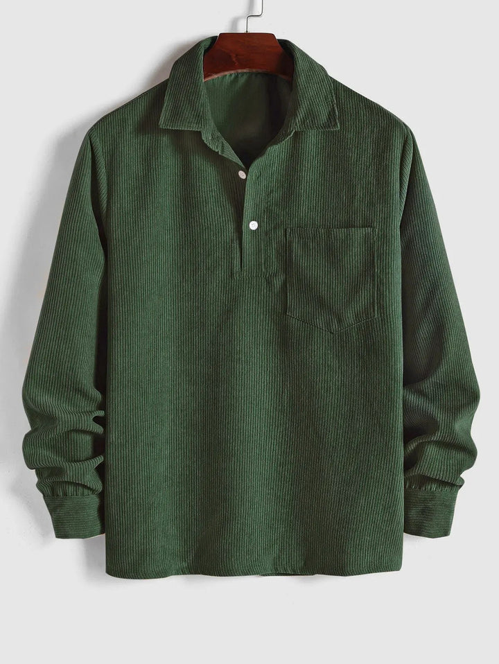 Classic men's camp collar shirt, featuring a relaxed fit, chest pocket, and versatile design for casual fashion.
