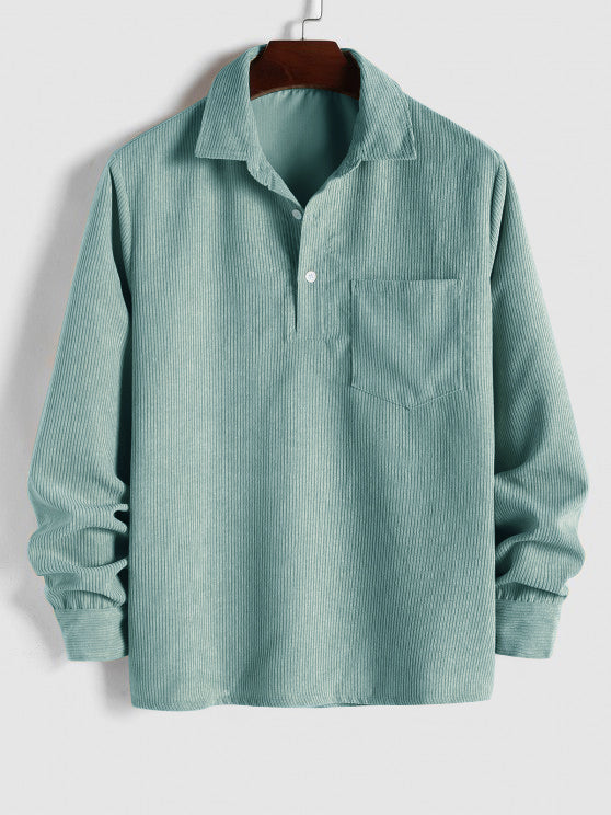 Comfortable men's casual shirt with camp collar and chest pocket, an essential button-up for everyday style.