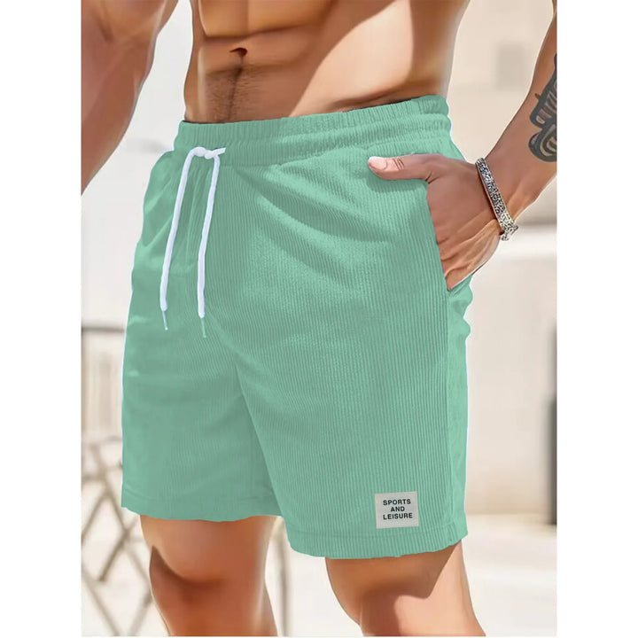 Soft corduroy men's shorts with drawstring, ideal for casual spring & summer fashion.