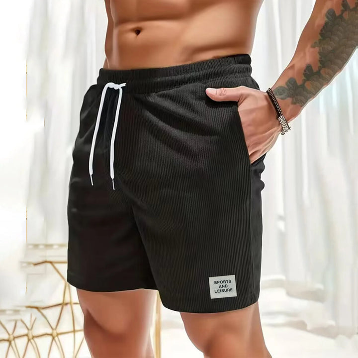 Men's drawstring corduroy shorts, casual summer style, available in multiple colors.