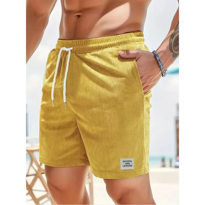 Durable corduroy men's shorts, relaxed fit, great for casual spring/summer outings.