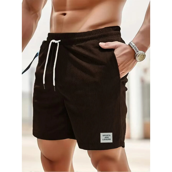Spring/summer men's corduroy shorts, relaxed fit with drawstring, stylish & practical.