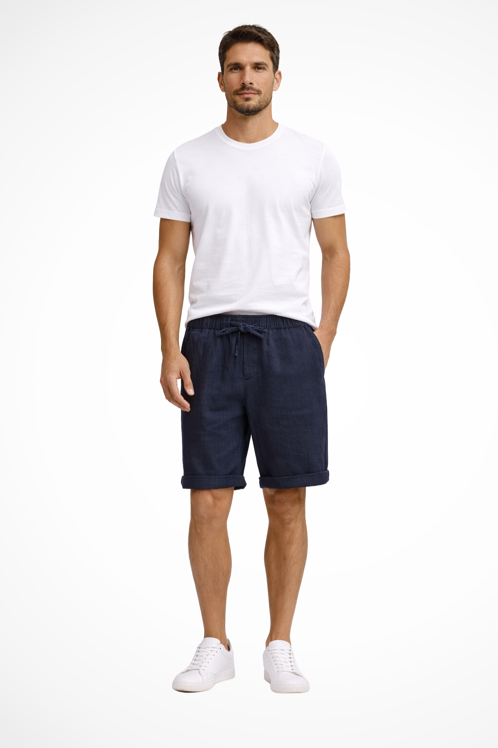 Men's drawstring shorts with elasticated waist, comfortable and stylish for casual summer activities.