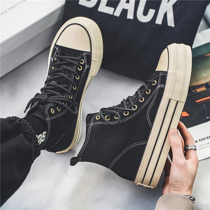 Stylish men's high-top trainers, platform sole for elevated casual and street style looks.