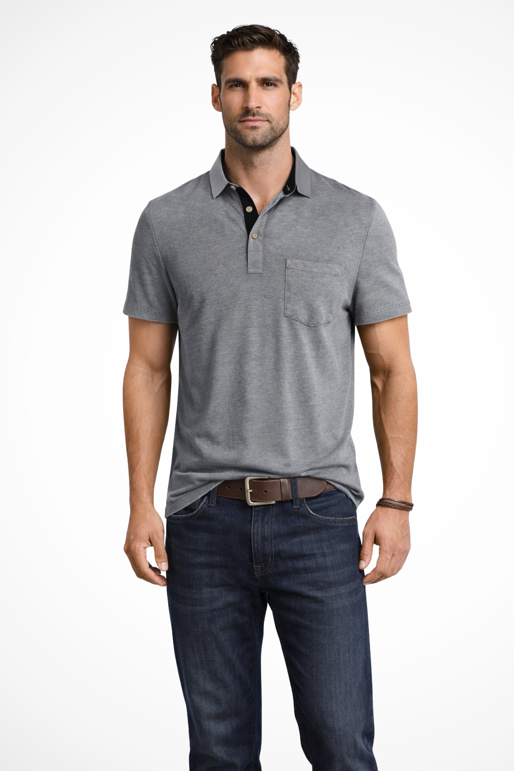 Men's fashion polo, perfect for casual wear. Contrast collar adds a touch of style.