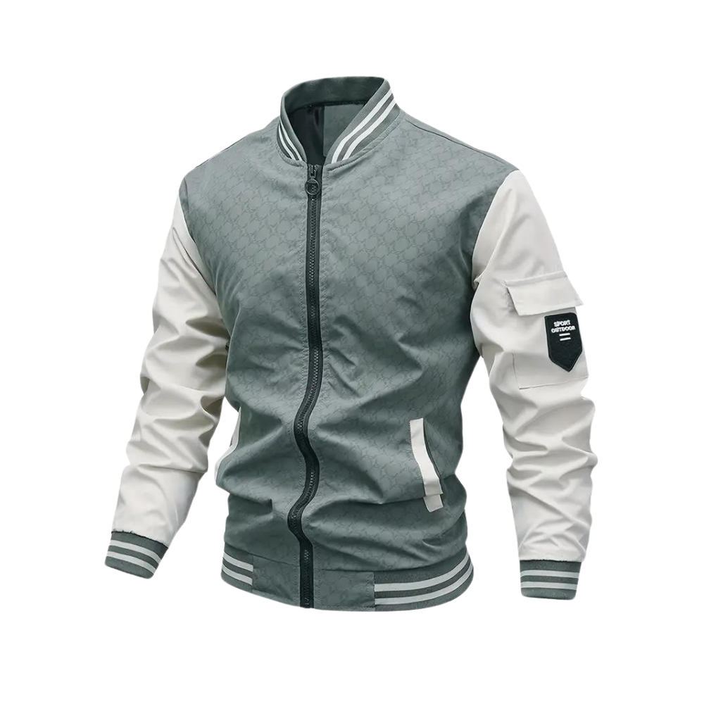 Stylish men's slim-fit bomber jacket, a versatile zip-up outerwear piece for casual fashion. Ideal for spring & autumn.