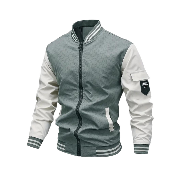 Stylish men's slim-fit bomber jacket, a versatile zip-up outerwear piece for casual fashion. Ideal for spring & autumn.