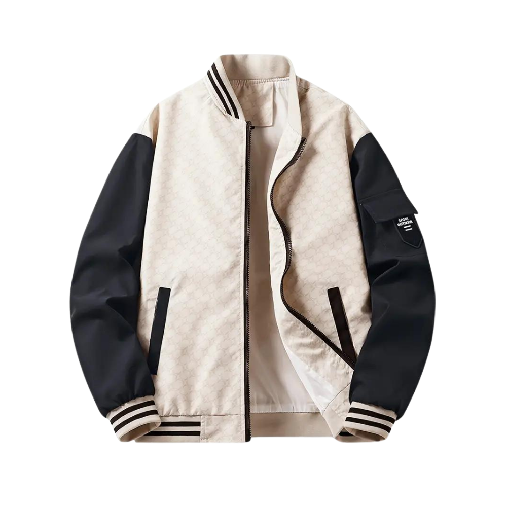 Modern men's casual slim-fit baseball jacket, a stylish outerwear for spring & autumn fashion. Versatile bomber style.
