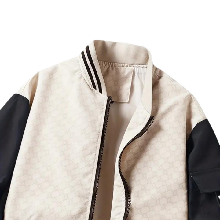 Comfortable men's casual baseball jacket, a versatile slim-fit outerwear piece for stylish everyday wear. Zip-up design.