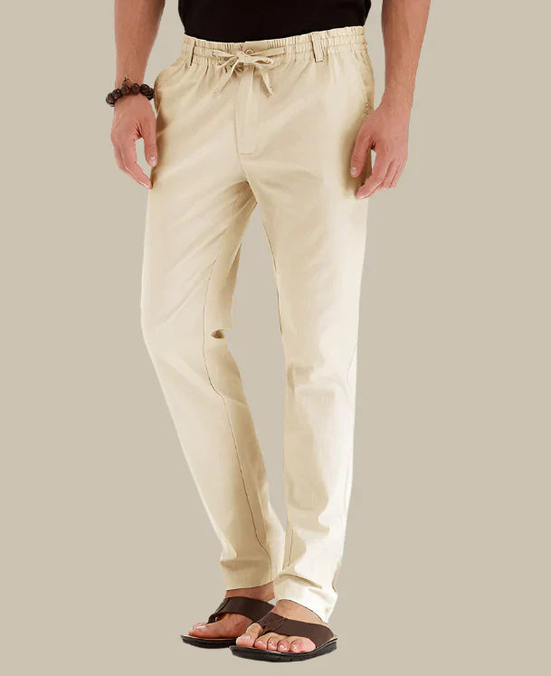 Men's versatile summer pants with elastic waistband, perfect for warm weather casual outfits.