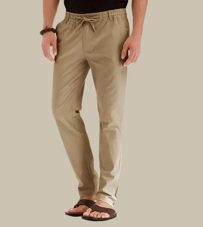 Men's fashion casual pants, elastic waist, relaxed fit, perfect for everyday summer style.