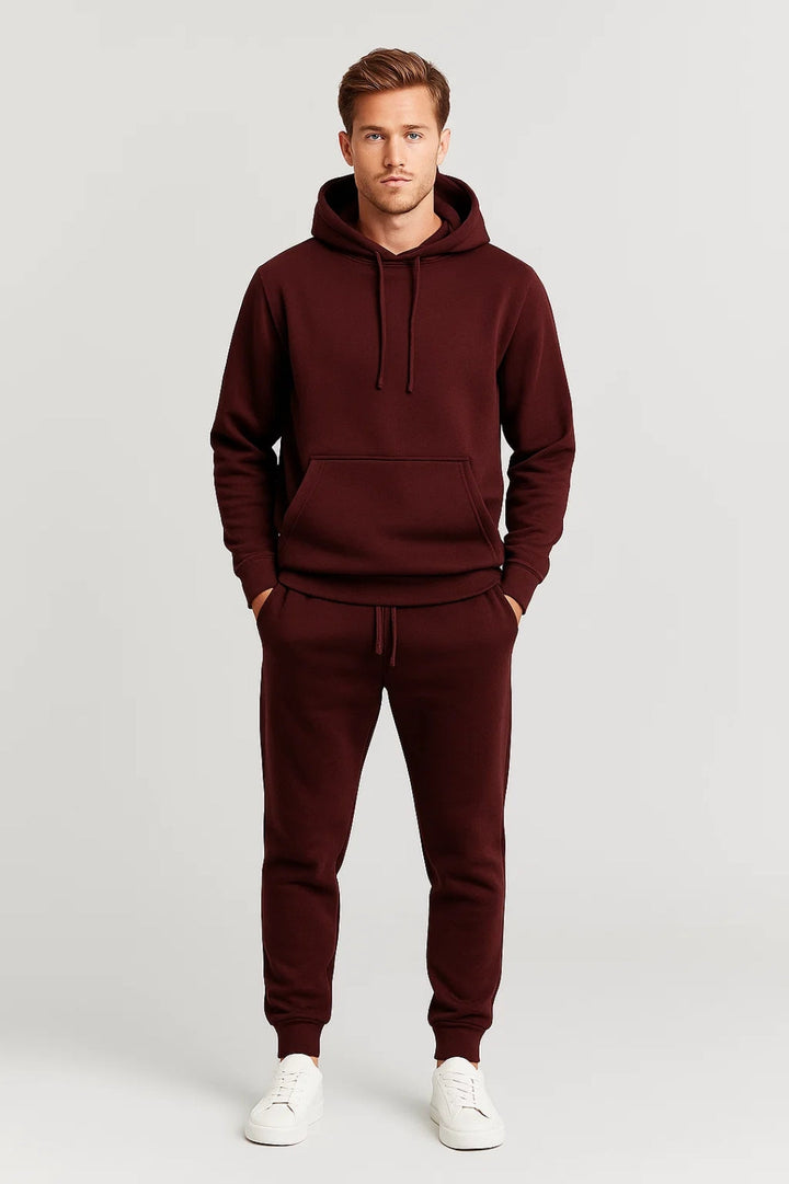 Men's casual tracksuit set with a comfortable hoodie and joggers, perfect for loungewear or everyday activewear.