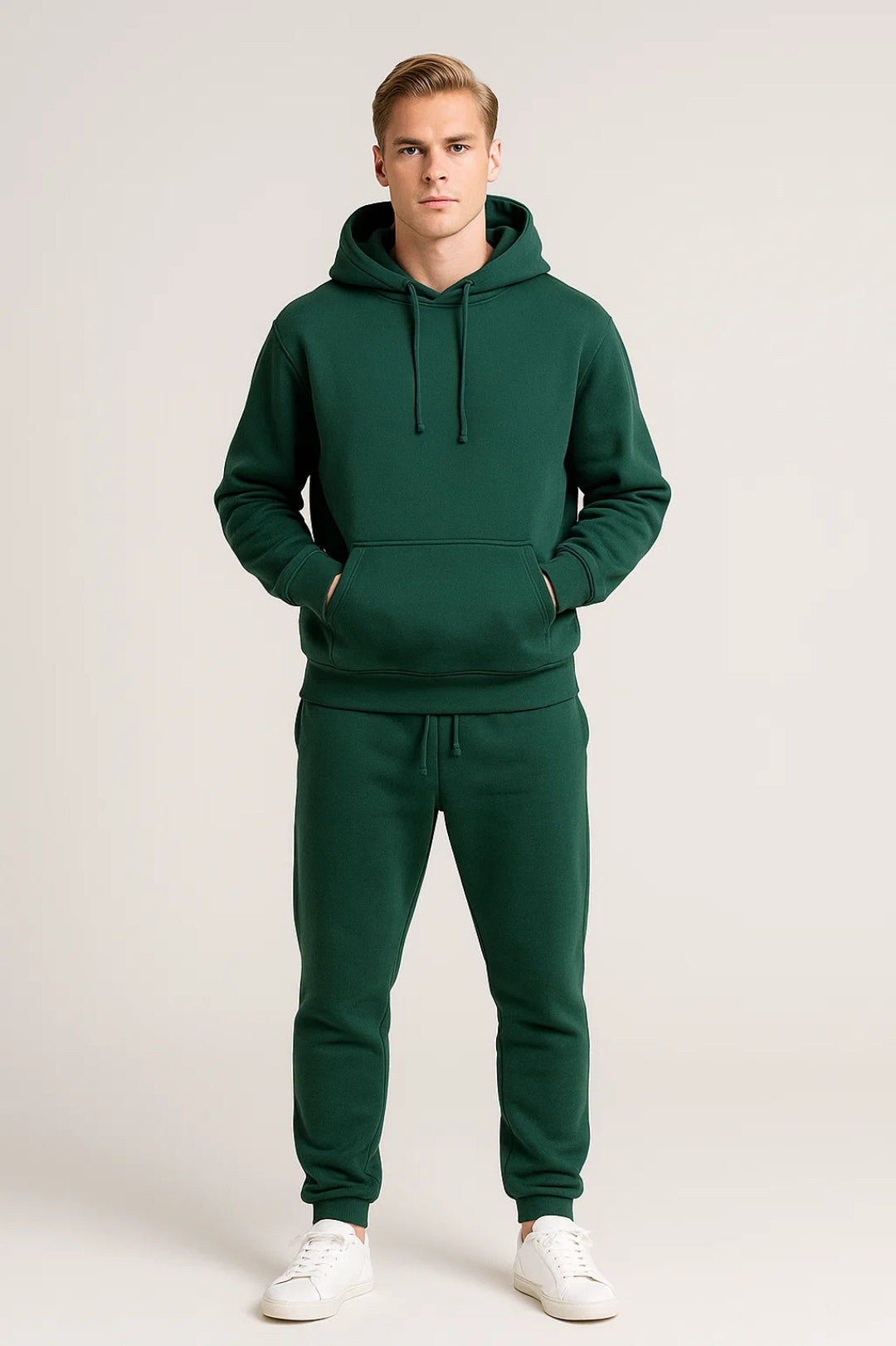 Relaxed fit men's two-piece tracksuit featuring a stylish hoodie and comfy joggers for casual wear.