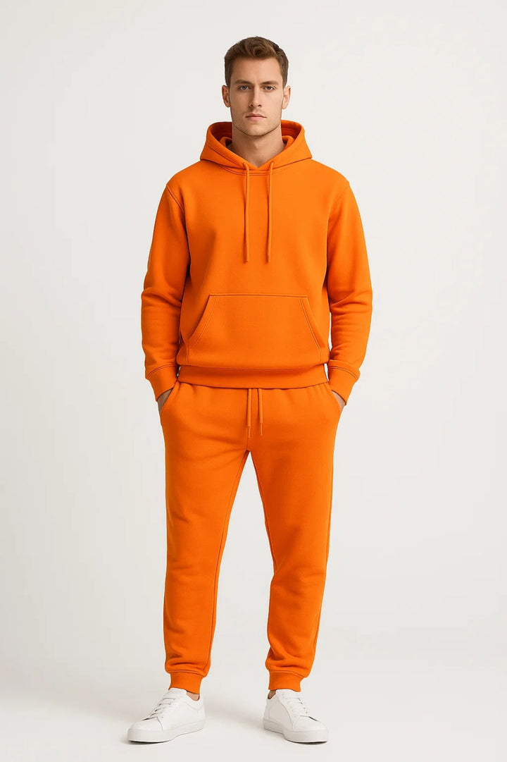Men's comfort hoodie and matching joggers, an ideal loungewear or sportswear outfit for men.