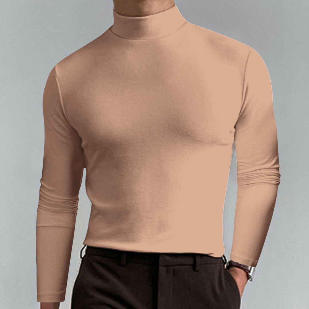 Men's classic knit turtleneck sweater, a versatile warm top designed for enduring style and comfort.
