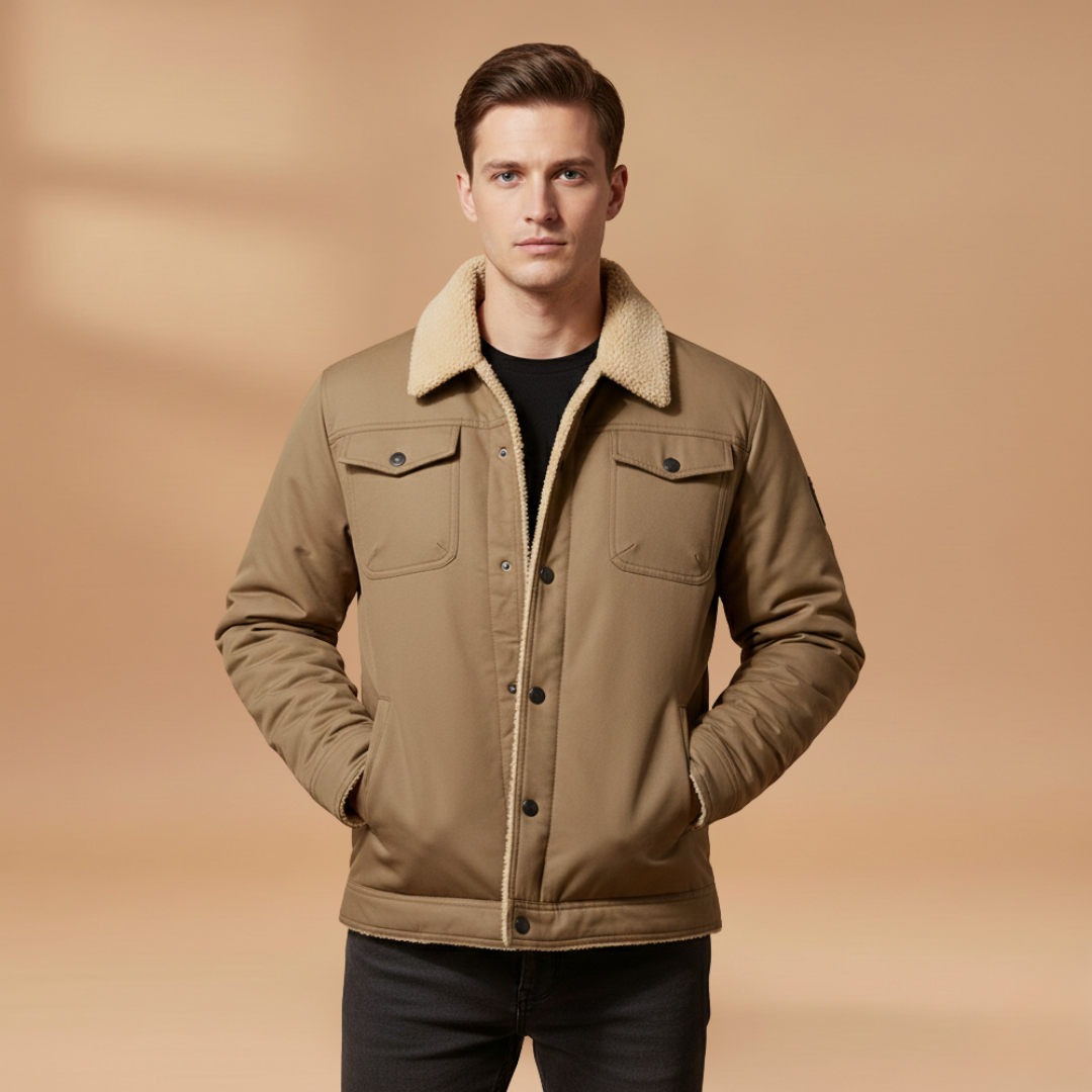 Stylish men's bomber jacket, perfect for everyday wear. Features a ribbed collar and practical multi-pockets.