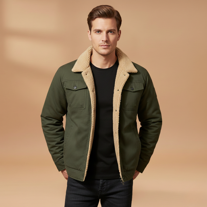 Men's versatile bomber jacket, a casual classic. Features a stylish ribbed collar and practical secure pockets.